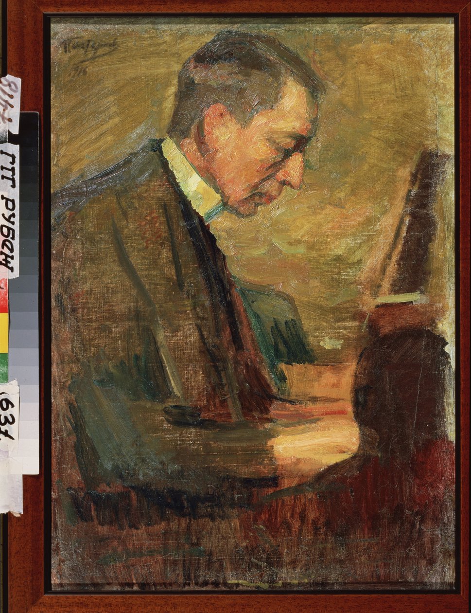 Portret kompozytora Siergieja (Sergieja) Rachmaninowa (Serge Rachmaninowa lub Rachmaninowa) (1873-1943). Praca Leonida Osipovicha Pasternaka (1862-1945), olej na płótnie autorstwa Leonid Osipovic Pasternak