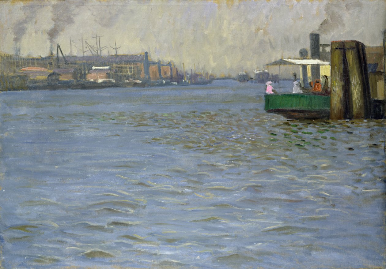 Niedzielna atmosfera nad Łabą, most St. Paul Landing Bridge, 1901 (patrz także 192003) autorstwa Leopold Karl Walter von Kalckreuth