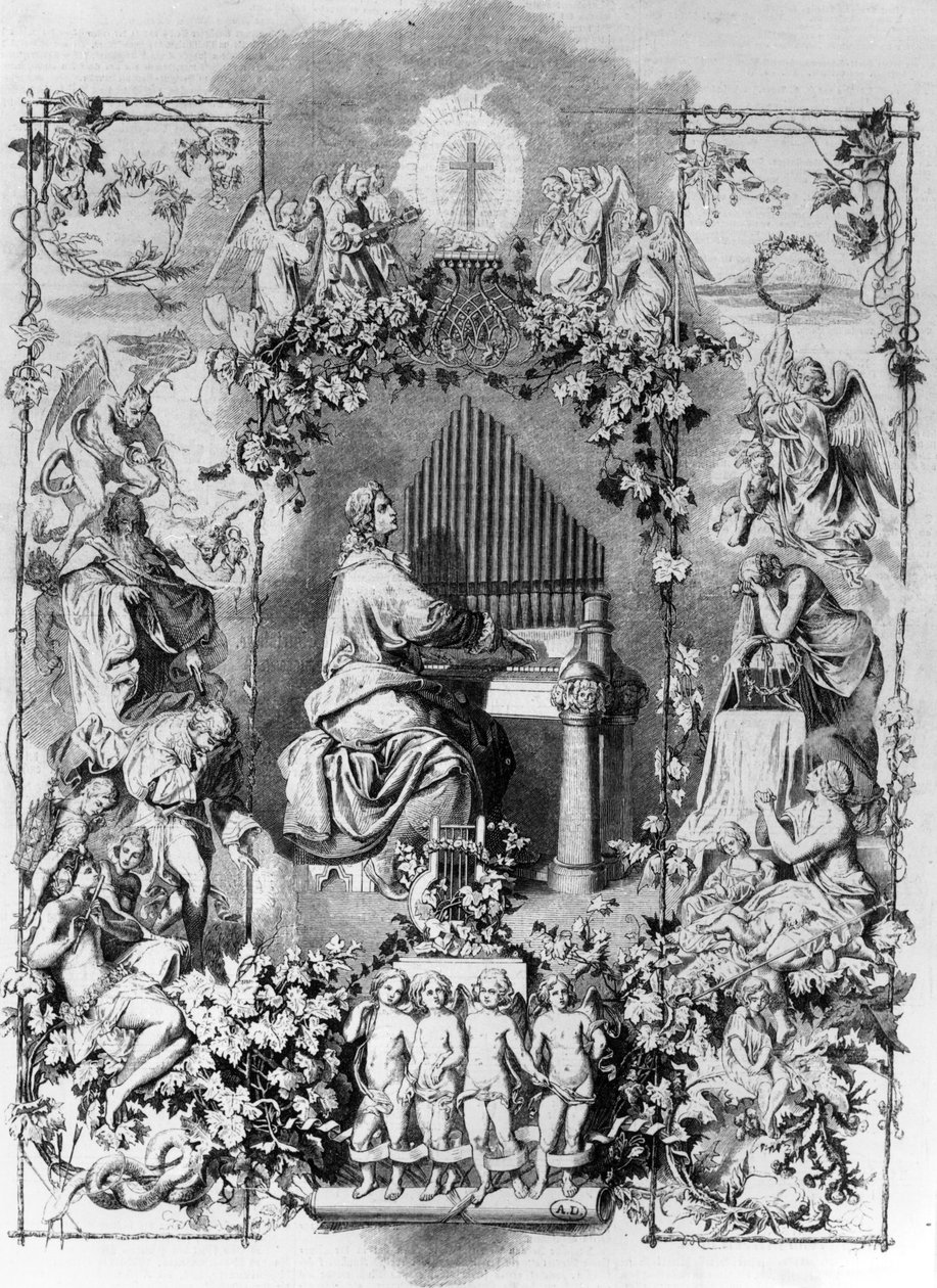 Apoteoza Mozarta rytowana przez Carla Josepha Geigera, 1857 autorstwa Leopold Schmidt