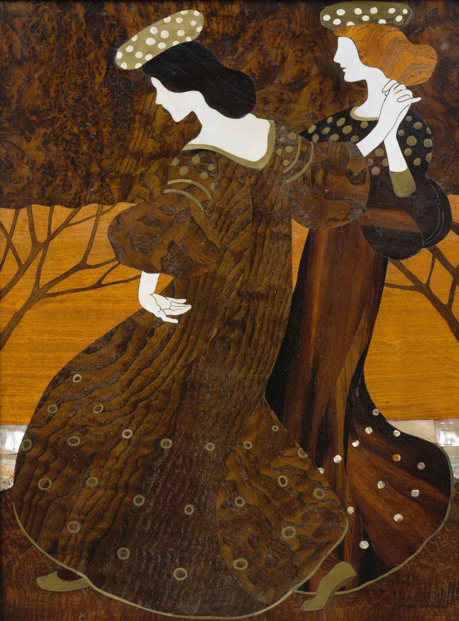 Komoda, ok. 1908, Leopold Bauer (1872-1938), orzech, mosiądz i masa perłowa, Detal, Austria, XX w. autorstwa Leopold Bauer