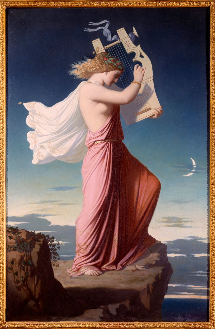 Portret greckiego poety Sapho (Sappho) grającego na lirze Obraz Leopolda Burthe
