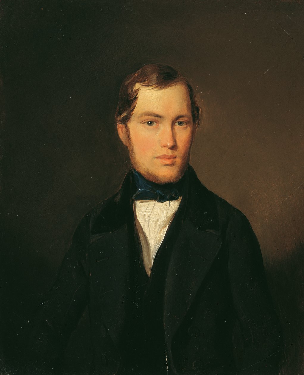 Młody mężczyzna z niebieskim krawatem autorstwa Leopold Fertbauer