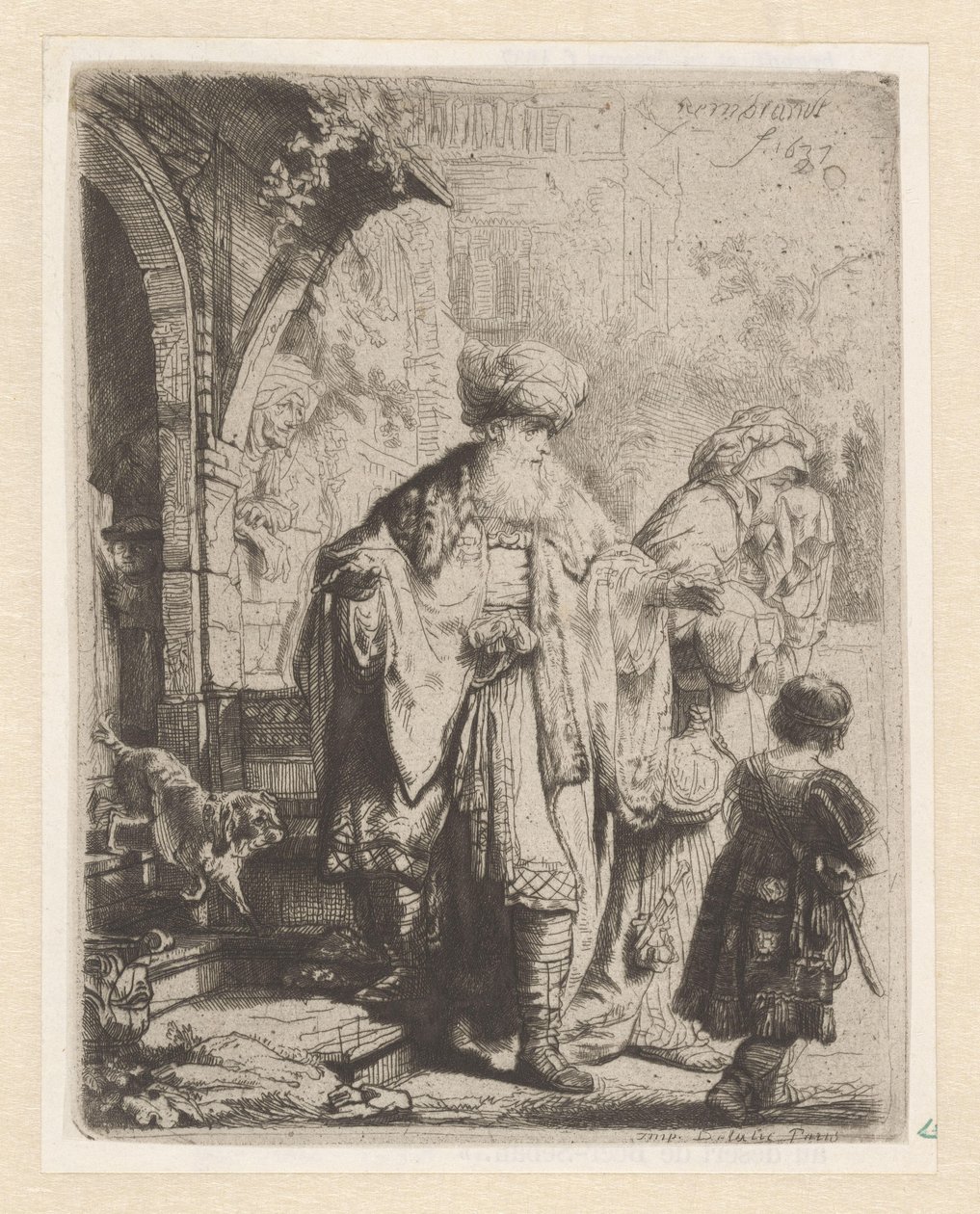 Abraham wyrzuca Hagar i Ismaela autorstwa Leopold Flameng