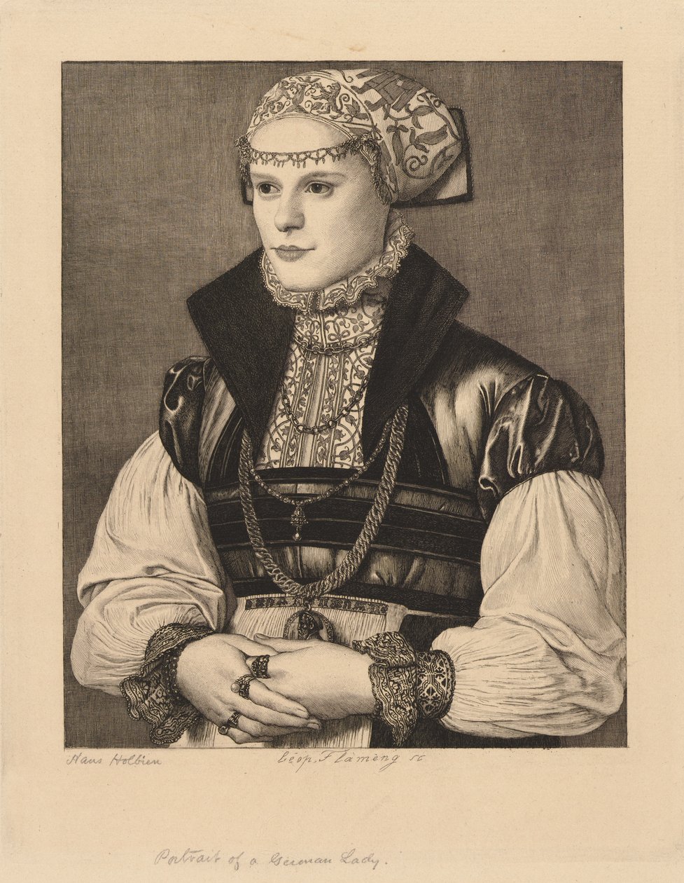 Portret niemieckiej damy autorstwa Leopold Flameng