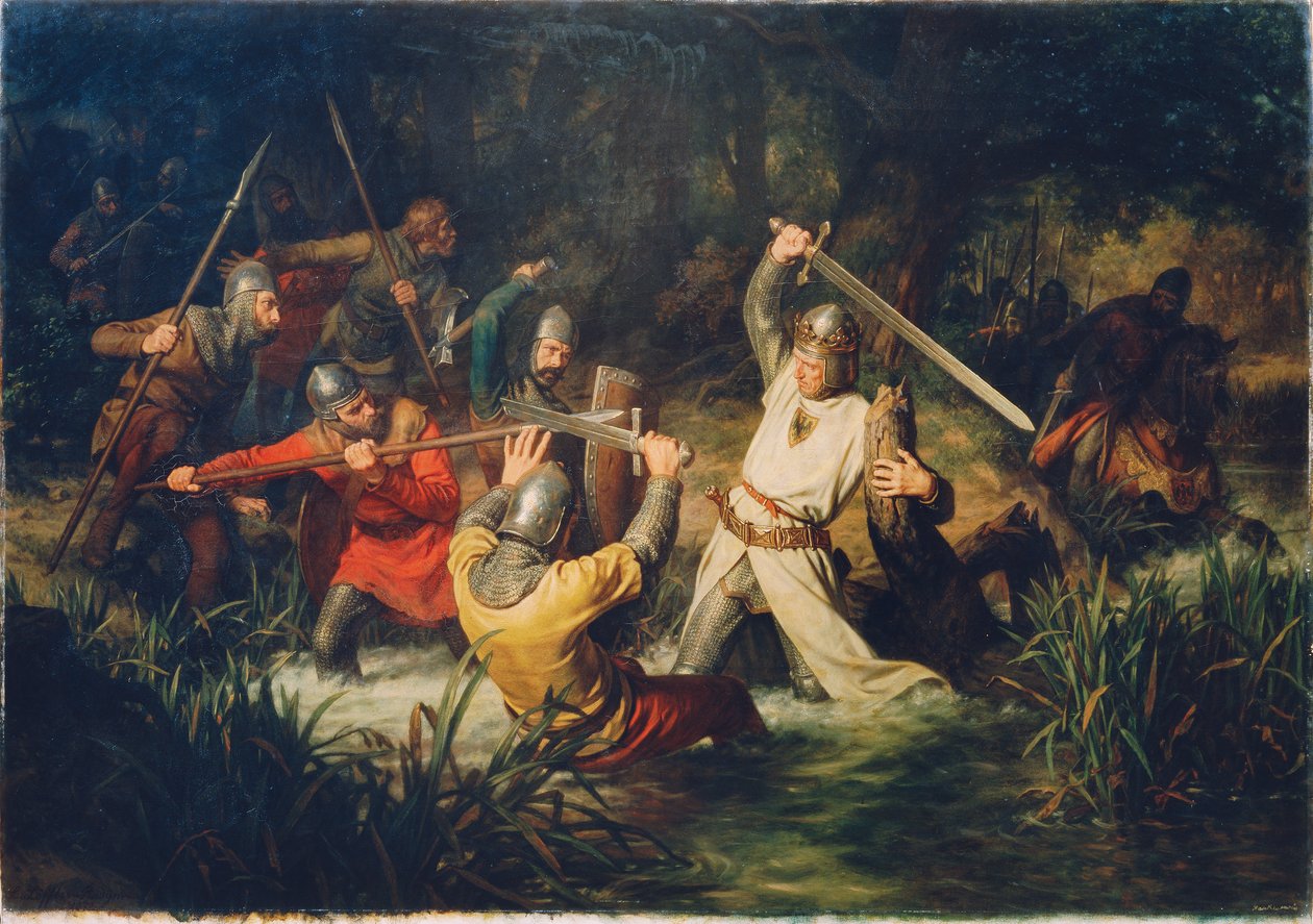 Rudolf von Habsburg w śmiertelnym niebezpieczeństwie autorstwa Leopold Löffler Edler von Radymno