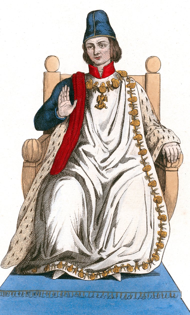 król Francji Ludwik XI ubrany w garnitur zakonu Saint Michel autorstwa Leopold Massard