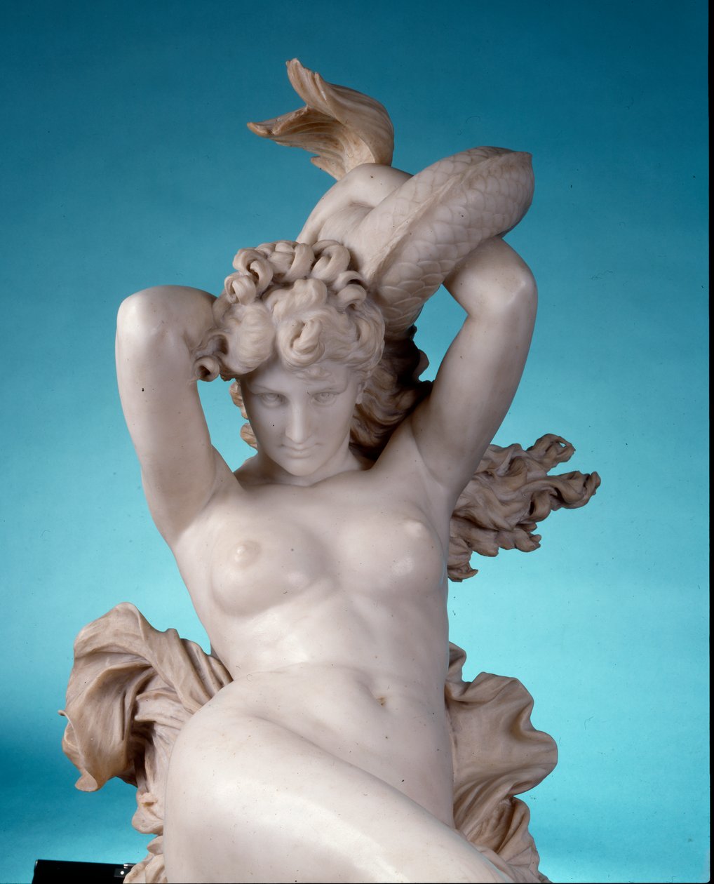 Galatea na delfinie, ok.1880 (marmur) (detal z 416888) autorstwa Leopoldo Ansiglione