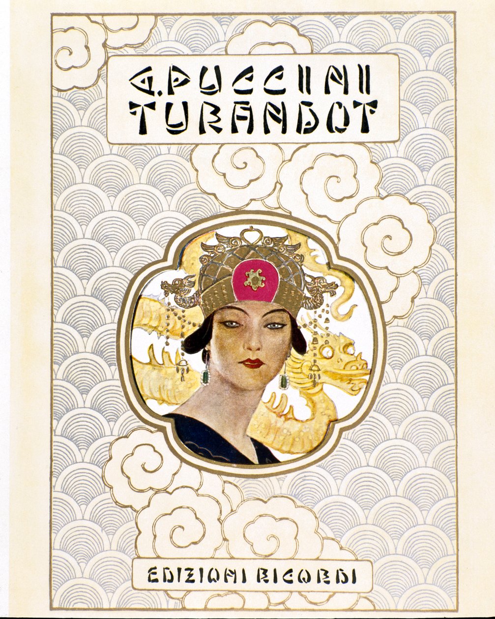 Okładka partytury do opery Turandot z ok. 1930 r. 1926 (grawerowanie) autorstwa Leopoldo Metlicovitz