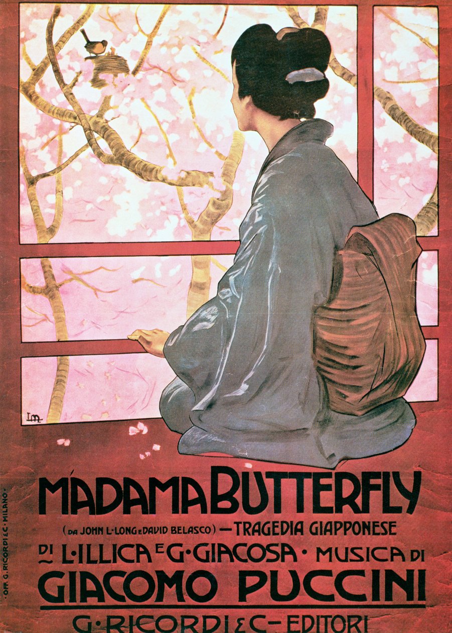 Frontispis partytury "Madame Butterfly" Giacomo Pucciniego (1858-1924) (litografia barwna) (zob. też 56537) autorstwa Leopoldo Metlicovitz