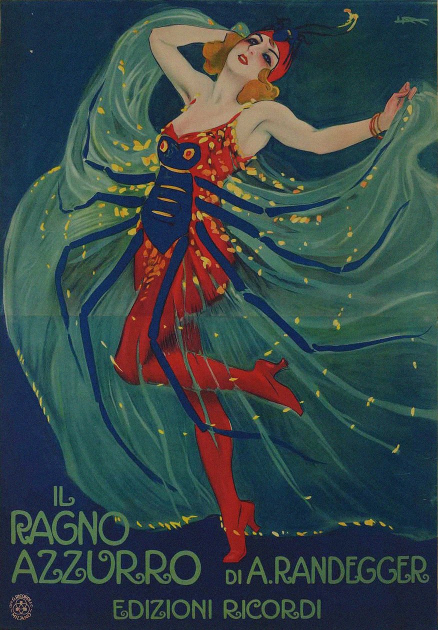 Niebieski pająk Niebieski pająk Alberto Iginio Randeggera, 1916. autorstwa Leopoldo Metlicovitz