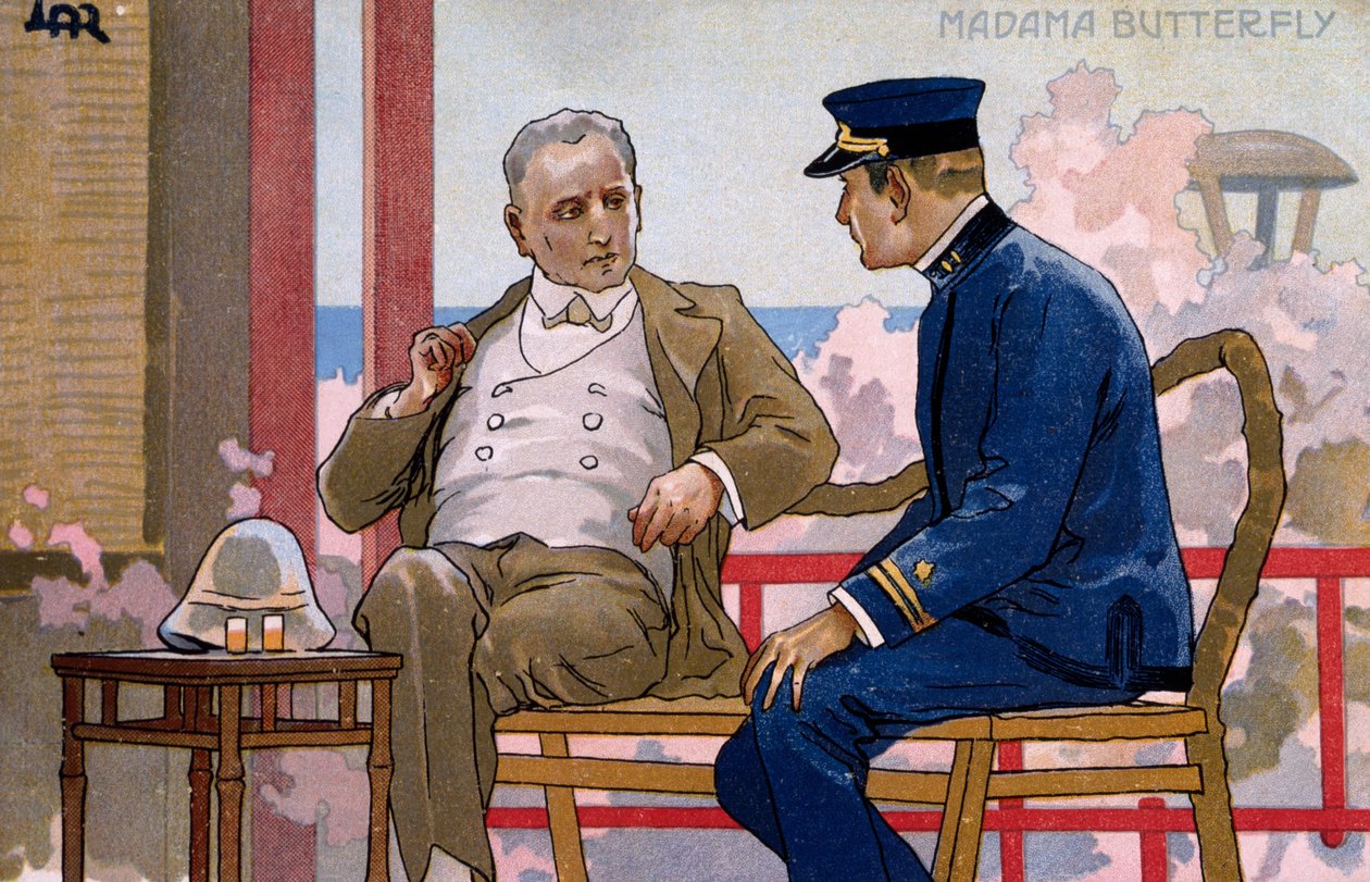 Pocztówka stworzona na premierę „Madame Butterfly”, w Brescii autorstwa Leopoldo Metlicovitz