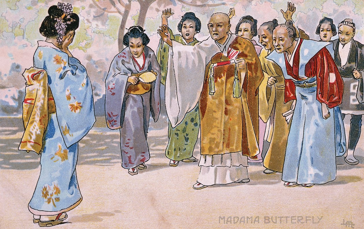 Pocztówka stworzona na premierę „Madame Butterfly”, w Brescii autorstwa Leopoldo Metlicovitz
