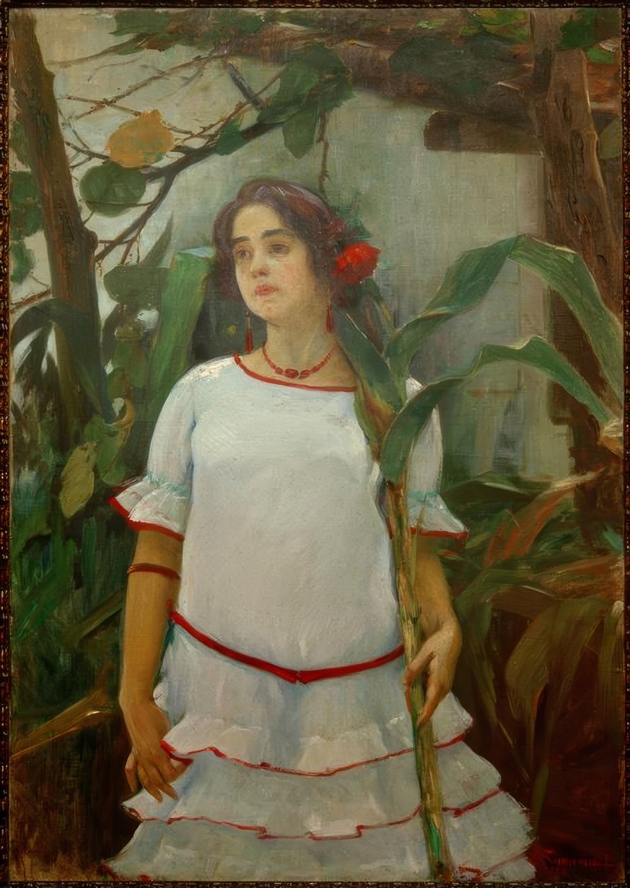 Retrato de muchacha con caña (Dziewczyna z laską) autorstwa Leopoldo Romañach