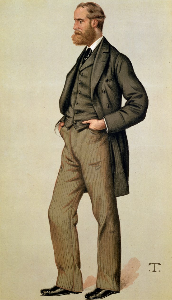 Portret Charlesa Stewarta Parnella (1846-91) ilustracja z „Vanity Fair”, wyd. 11 września 1880 autorstwa Leslie Matthew Ward