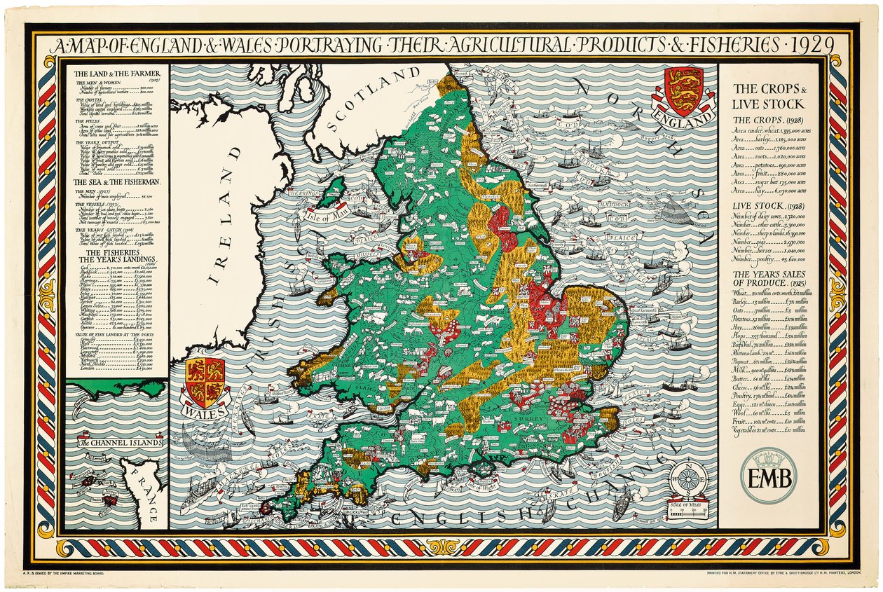 Mapa Anglii i Walii autorstwa Leslie MacDonald Gill