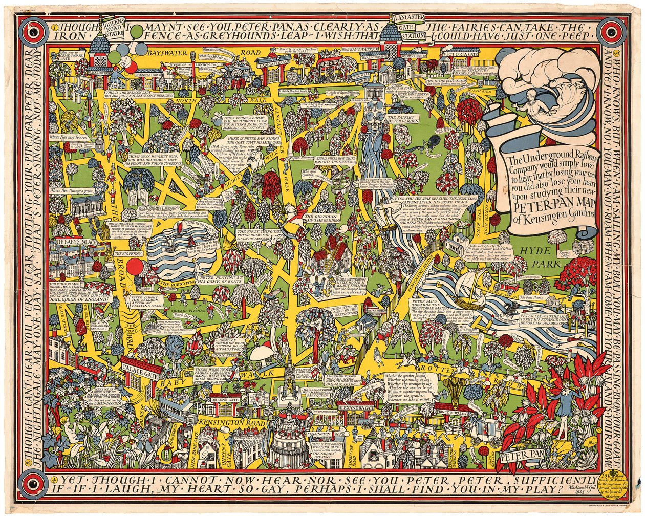 Piotruś Pan Mapa South Kensington autorstwa Leslie MacDonald Gill