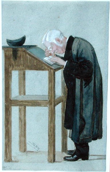 Karykatura oksfordzkiego dona (akwarela na papierze) autorstwa Leslie Matthew Ward