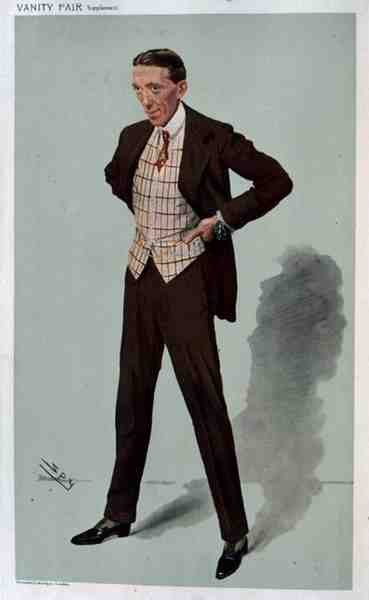 „Gerald”, rysunek „Szpieg” Geralda du Mauriera (1873-1934) z Targu próżności, 25 grudnia 1907 (kolor lito) autorstwa Leslie Matthew Ward