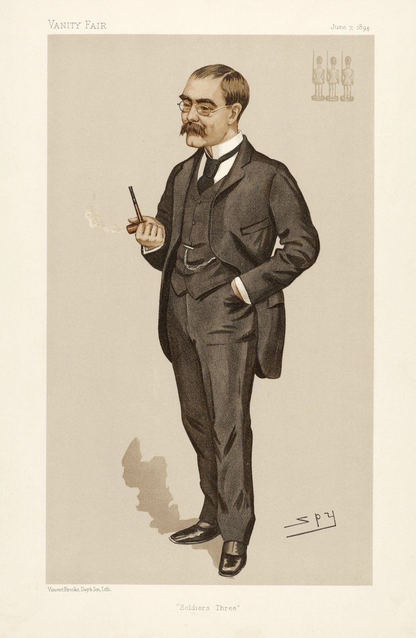 Rudyard Kipling (1865 - 1936), z Vanity Fair, wyd. 1894 (litografia kolorowa) autorstwa Leslie Matthew Ward