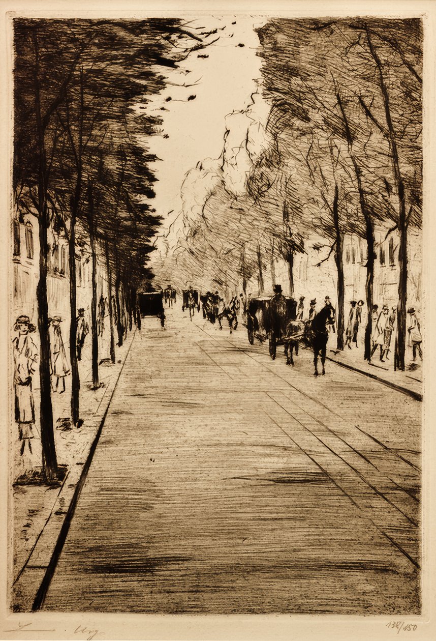 Berlińska taksówka - po prawej - czeka w Tiergarten II autorstwa Lesser Ury