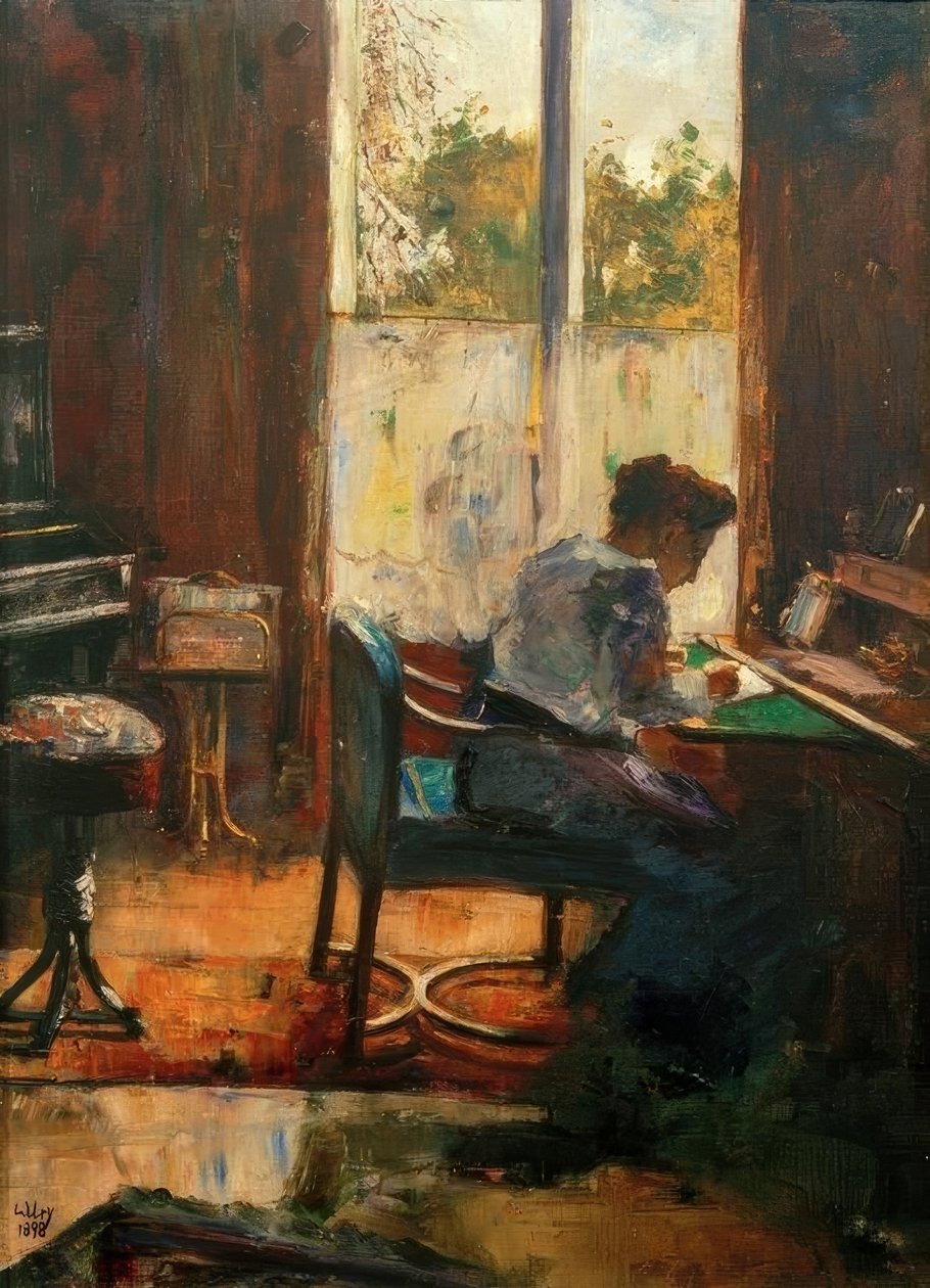 Kobieta przy biurku autorstwa Lesser Ury