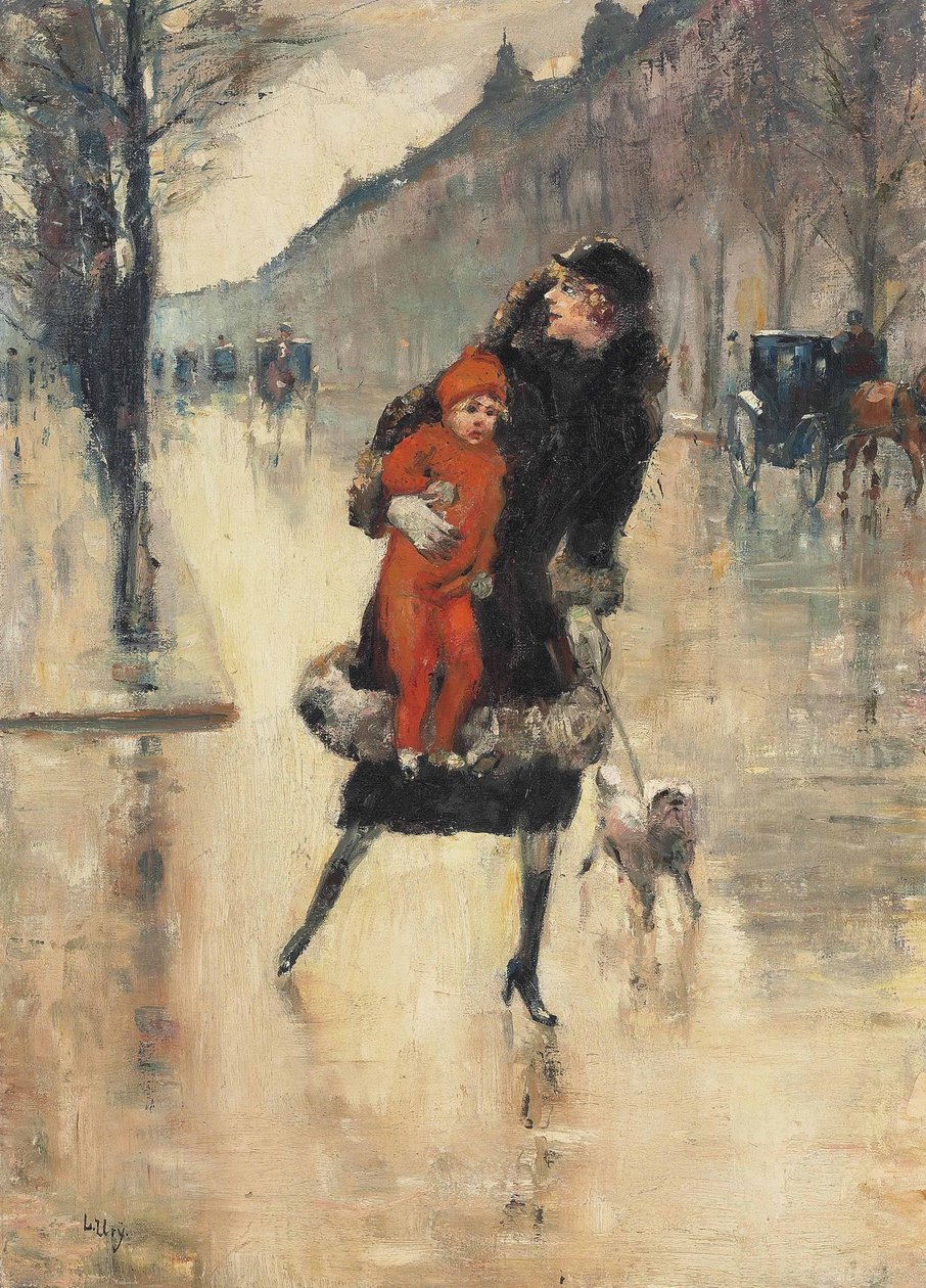 Matka z dzieckiem na przejściu ulicznym autorstwa Lesser Ury