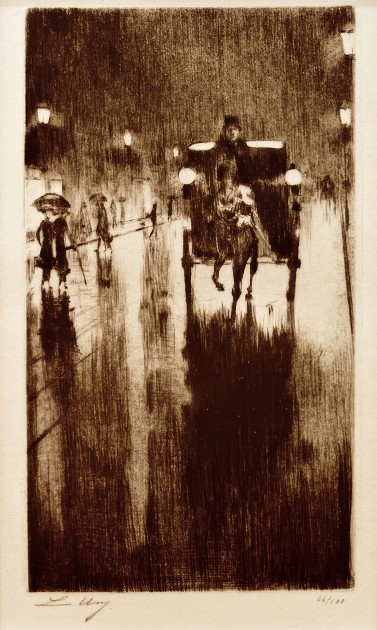 Dorożka w deszczową pogodę autorstwa Lesser Ury