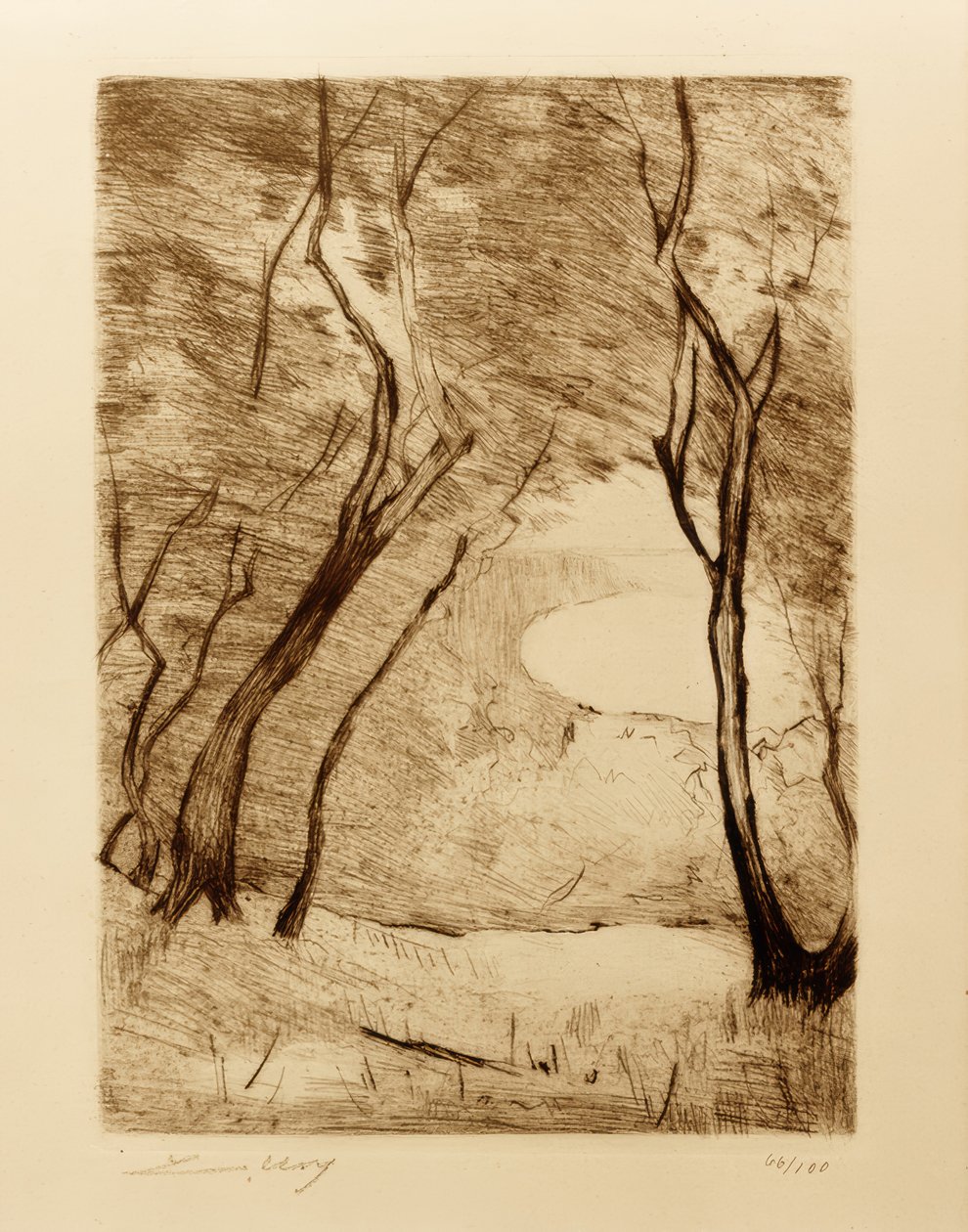 Drzewa na brzegu jeziora Grunewald autorstwa Lesser Ury