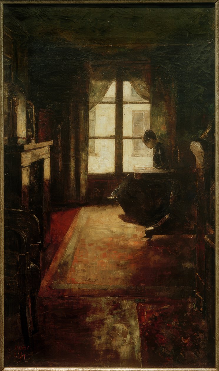 Paryskie wnętrze (kobieta czytająca przy oknie) autorstwa Lesser Ury