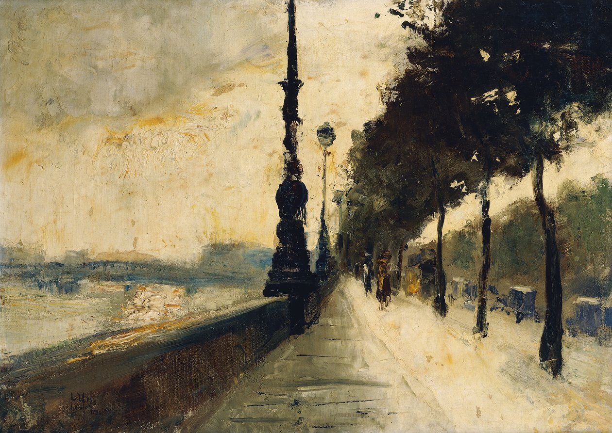 Nabrzeże, Londyn; Der Uferdamm, Londyn, 1926 autorstwa Lesser Ury