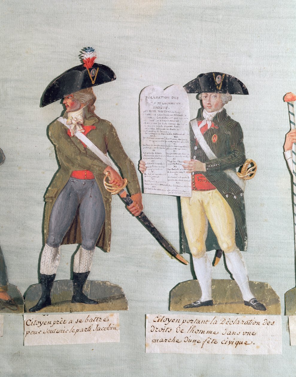 Obywatel gotowy do walki i obywatel niosący Deklarację Praw Człowieka (gwasz na karcie) autorstwa Lesueur Brothers