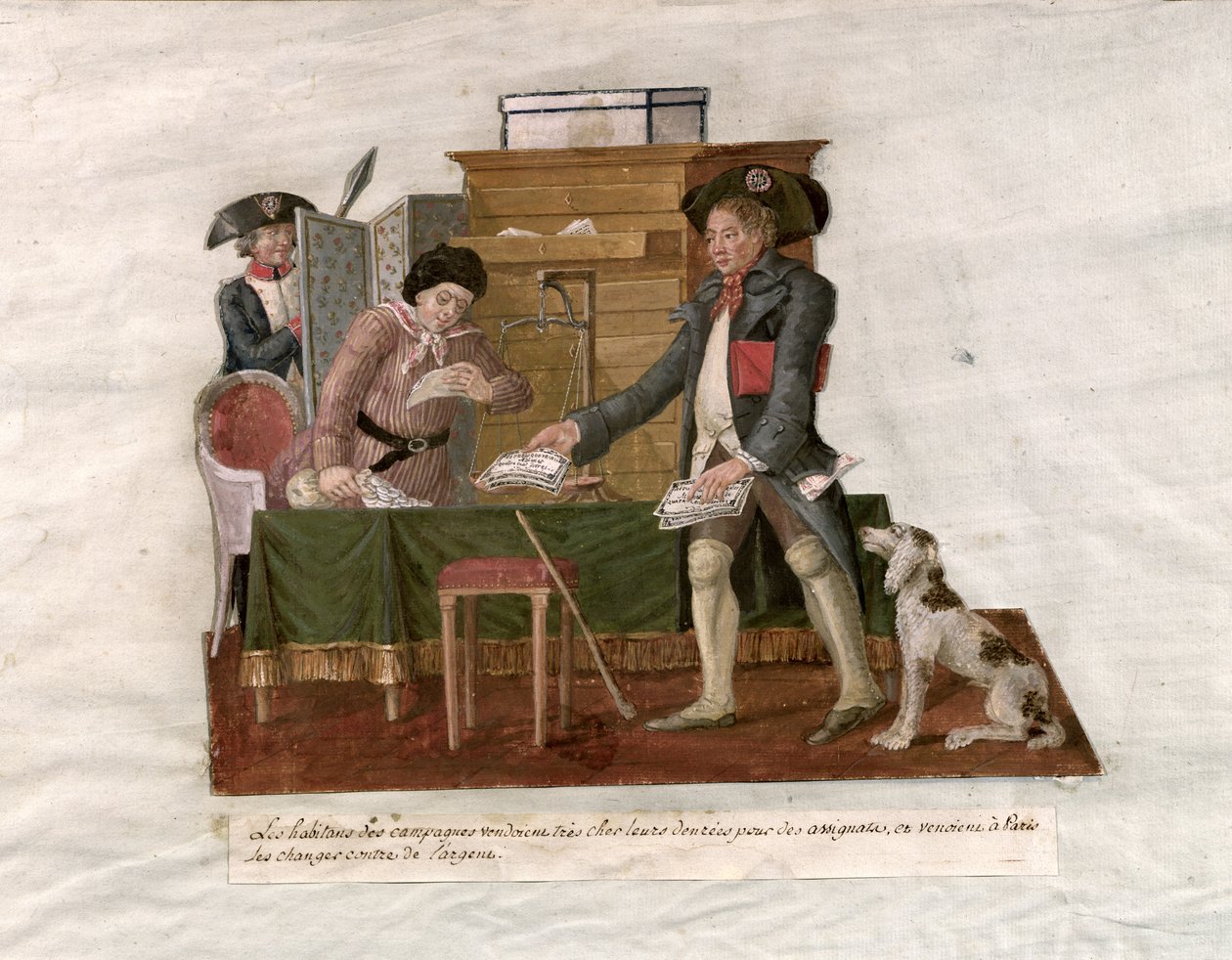 Fol.55 Country Folk i Zmieniacz Pieniędzy (gwasz na karcie) autorstwa Lesueur Brothers
