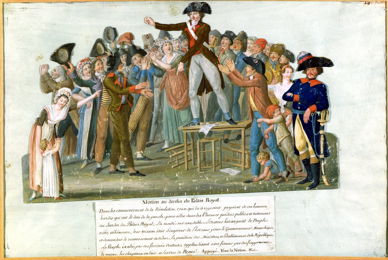 Projekt w ogrodzie Palais-Royal, lipiec 1789 (gwasz na karcie) autorstwa Lesueur Brothers