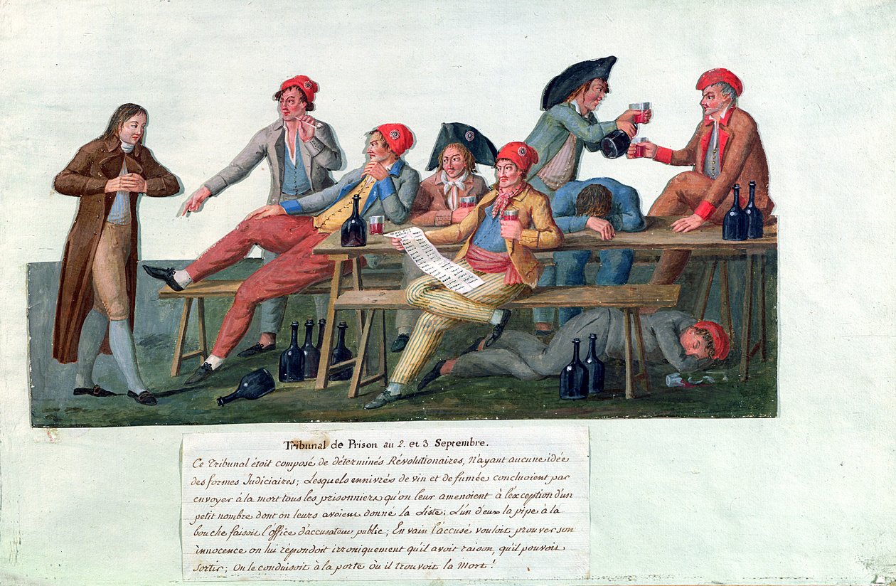 Trybunał Więzienny z 2 i 3 września 1792 (gwasz na karcie) autorstwa Lesueur Brothers