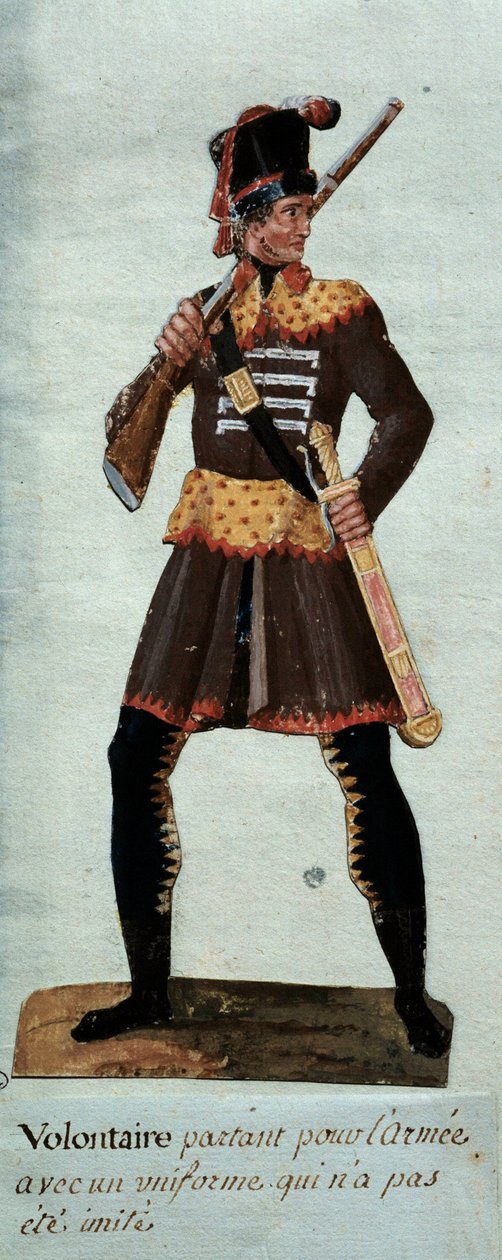 Rewolucja Francuska „”dobrowolne odejście do wojska”” Gwasz braci Lesueur (XVIII w.) Paryż, Carnavalet Museum autorstwa Lesueur Brothers