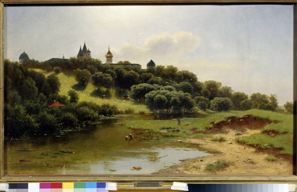 Le monastere Savino Storozhevsky, press de Zvenigorod (Rosja). Peinture de Lew Liwowicz Kamieniew (1833-1886), Huile Sir Toile autorstwa Lev Lyvovich Kamenev