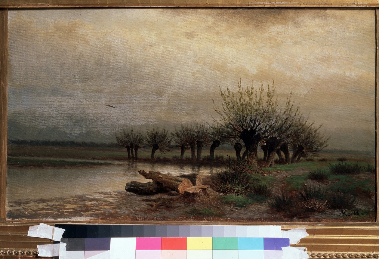 Wiosna (wiosna). Obraz Lwa Liwowicza Kamieniewa (1833-1886), olej na płótnie autorstwa Lev Lyvovich Kamenev