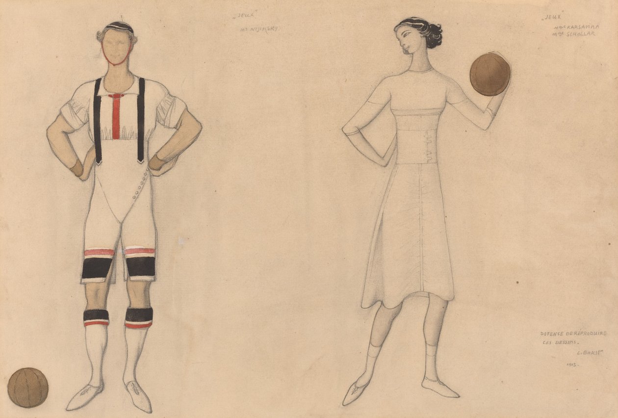 Studium kostiumowe dla "Jeux" autorstwa Lev Samoilovich Bakst