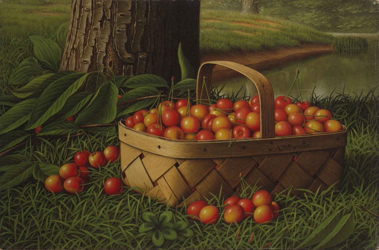 Wiśnie w koszu, ok. 1890-1900 autorstwa Levi Wells Prentice
