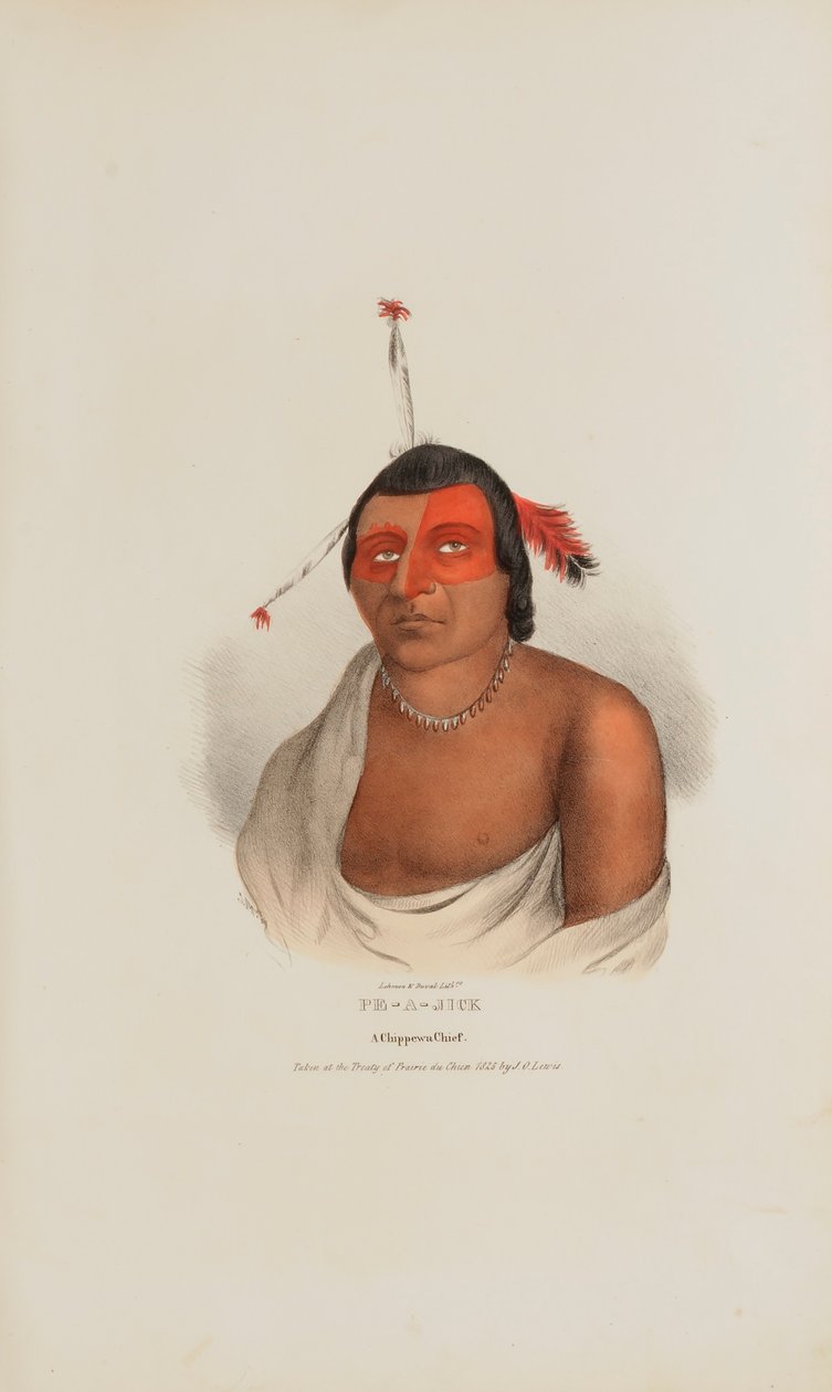 PE-A-JICK; Wódz Chippewa, z aborygeńskiego portfolio autorstwa Lewis, James Otto