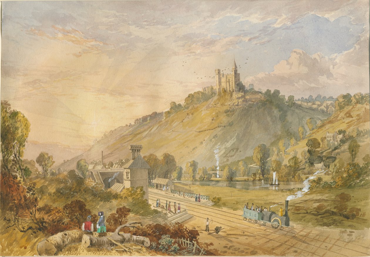 Alton - Z dworca kolejowego: malarstwo akwarela i [c 1830-1840] autorstwa Lewis John Wood