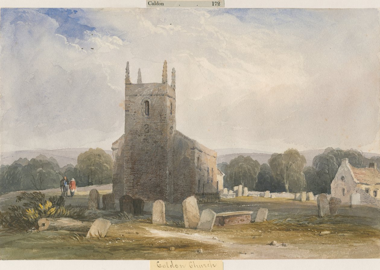 Kościół Chaldon: malarstwo akwarela i [ok. 1830-1840] autorstwa Lewis John Wood