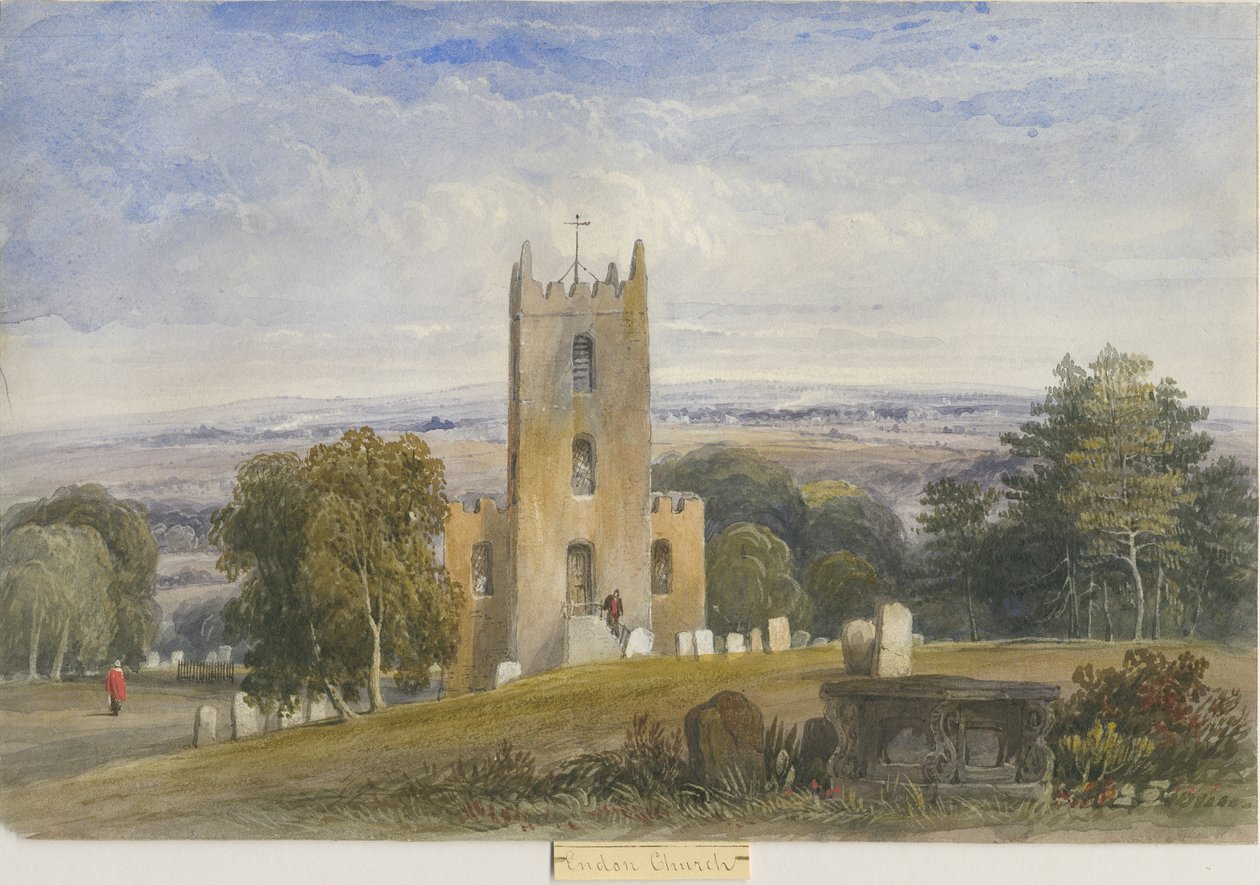 Endon Church: malarstwo akwarela i [ok. 1830-1840] (malarstwo) autorstwa Lewis John Wood