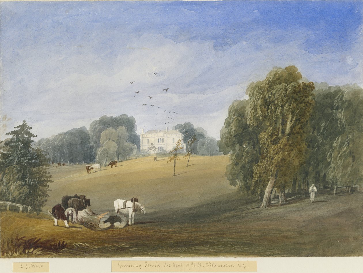 Greenway Bank - Hall: malarstwo akwarela i [ok. 1840] autorstwa Lewis John Wood