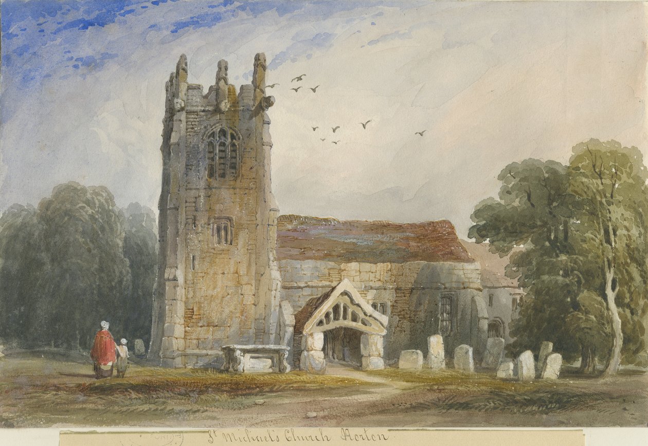 Horton Church: malarstwo akwarelowe, bd [c1840] autorstwa Lewis John Wood