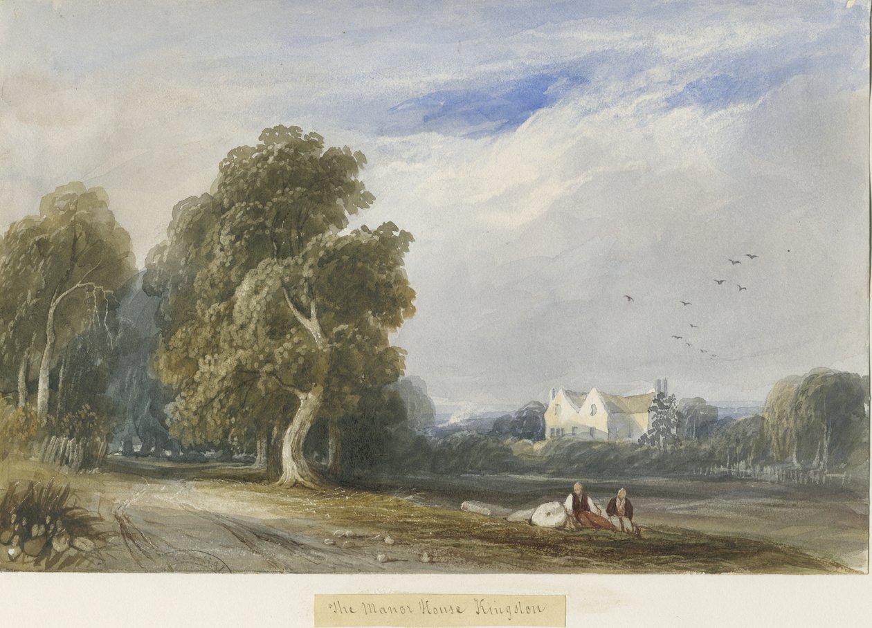 Kingstone - Dwór: malarstwo akwarela i [ok. 1830-1840] autorstwa Lewis John Wood