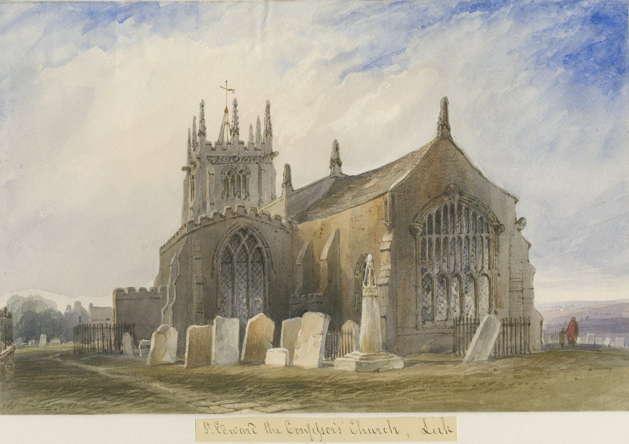 Leek Church: malarstwo akwarelowe i [ok. 1830-1840] autorstwa Lewis John Wood