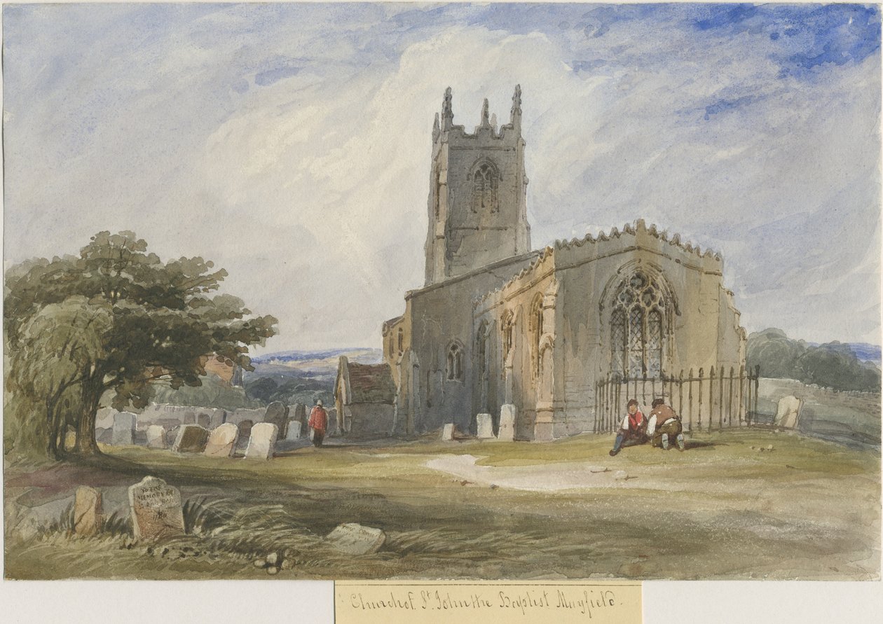 Kościół Mayfield: malarstwo akwarelowe i [ok. 1830-1840] autorstwa Lewis John Wood