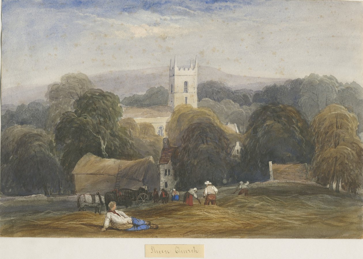 Kościół Sheen: malarstwo akwarela i [ok. 1830-1840] autorstwa Lewis John Wood