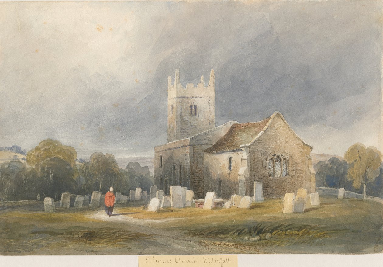 Kościół Wodospadowy: malarstwo akwarelowe i [ok. 1830-1840] autorstwa Lewis John Wood